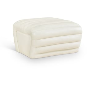 Meridian Furniture Vega Cream Vegan Leather Ottoman