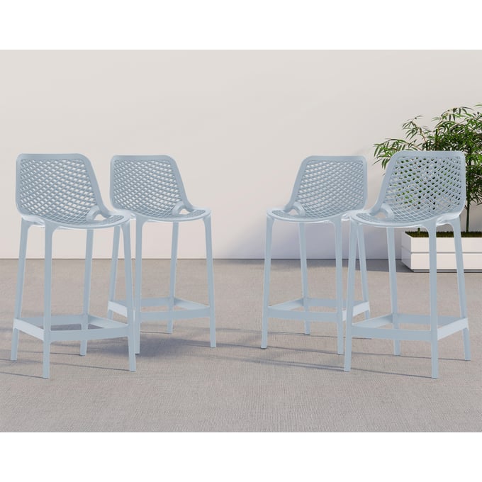 4 Meridian Furniture Mykonos Sky Blue Outdoor Patio Stools MRD-330SKYBLUE