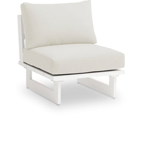 Meridian Furniture Maldives Cream Fabric White Outdoor Armless Chair