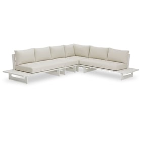 Meridian Furniture Maldives Cream Fabric White Outdoor 4pc Sectional