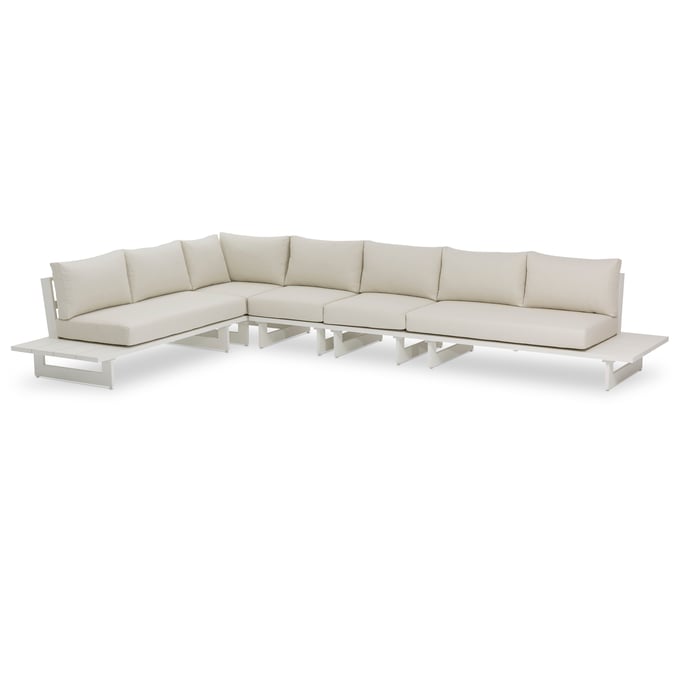 Meridian Furniture Maldives Cream Fabric White Outdoor 5pc Sectional MRD-337CREAM-SEC2C