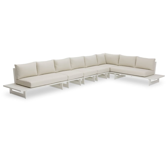 Meridian Furniture Maldives Cream Fabric White Outdoor 6pc Sectional MRD-337CREAM-SEC3C