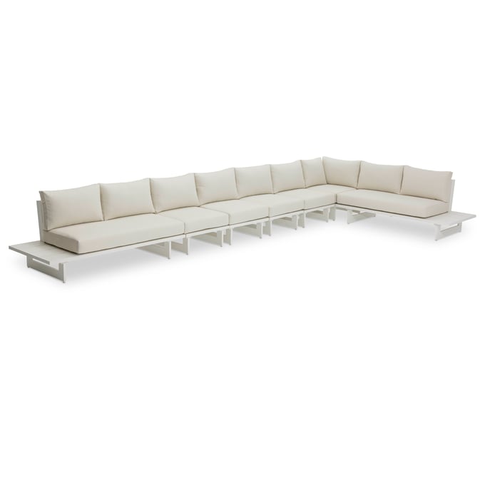 Meridian Furniture Maldives Cream Fabric White Outdoor 7pc Sectional MRD-337CREAM-SEC4C