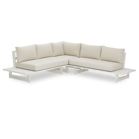 Meridian Furniture Maldives Cream Fabric White Outdoor 3pc Sectional