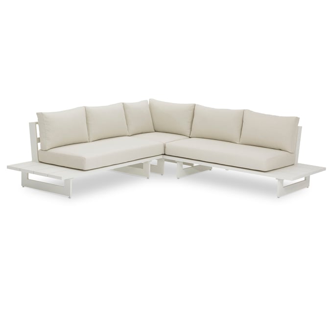 Meridian Furniture Maldives Cream Fabric White Outdoor 3pc Sectional MRD-337CREAM-SECTIONAL