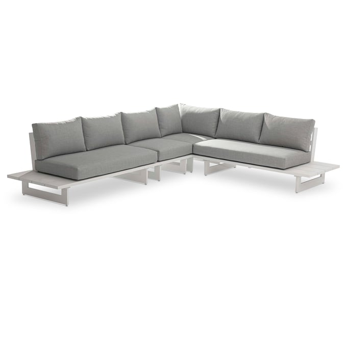 Meridian Furniture Maldives Grey Fabric White Outdoor 4pc Sectional MRD-337GREY-SEC1B