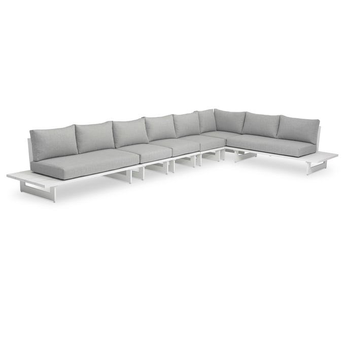 Meridian Furniture Maldives Grey Fabric White Outdoor 6pc Sectional MRD-337GREY-SEC3C