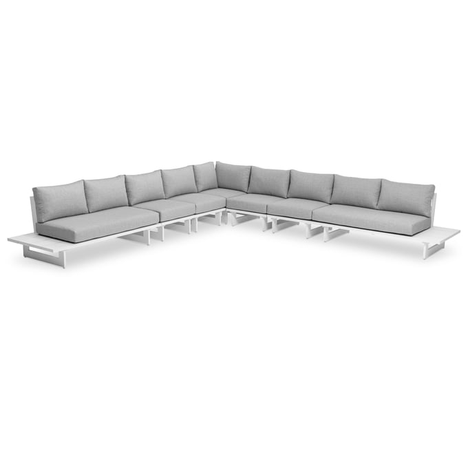 Meridian Furniture Maldives Grey Fabric White Patio Modular 7pc Sectional MRD-337GREY-SEC4E