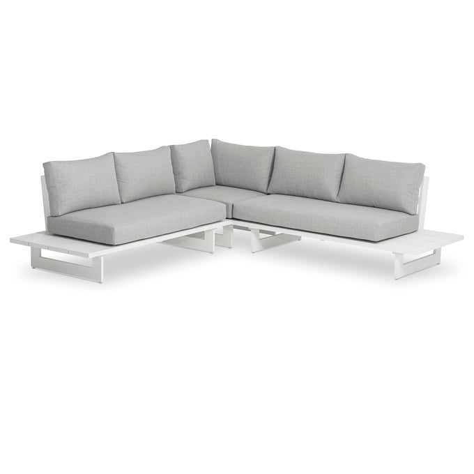 Meridian Furniture Maldives Grey Fabric White Outdoor 3pc Sectional MRD-337GREY-SECTIONAL