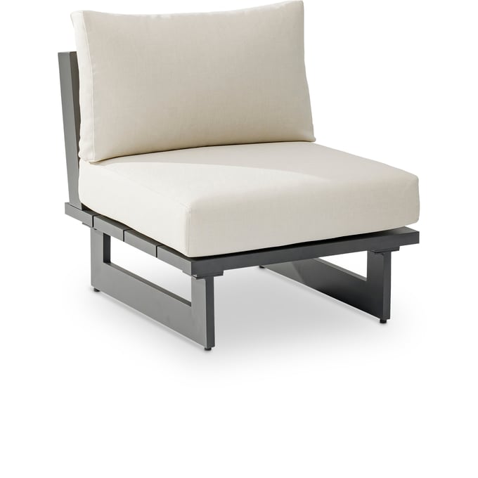 Meridian Furniture Maldives Cream Fabric Grey Outdoor Armless Chair MRD-338CREAM-ARMLESS