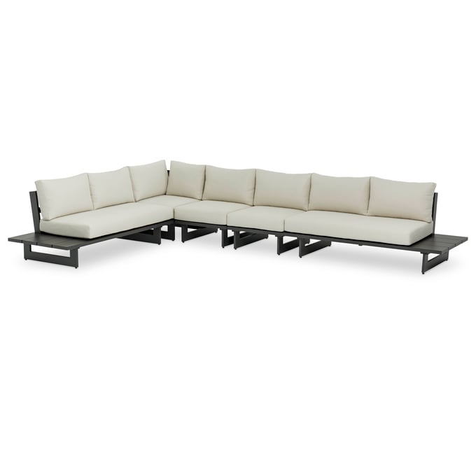 Meridian Furniture Maldives Cream Fabric Grey Outdoor 5pc Sectional MRD-338CREAM-SEC2C