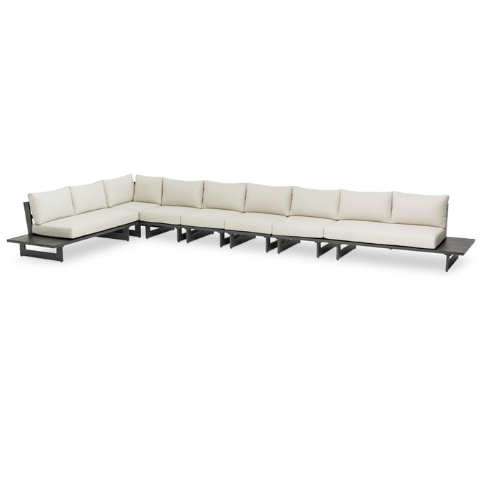 Meridian Furniture Maldives Cream Fabric Grey Patio 7pc Modular Sectional MRD-338CREAM-SEC4D