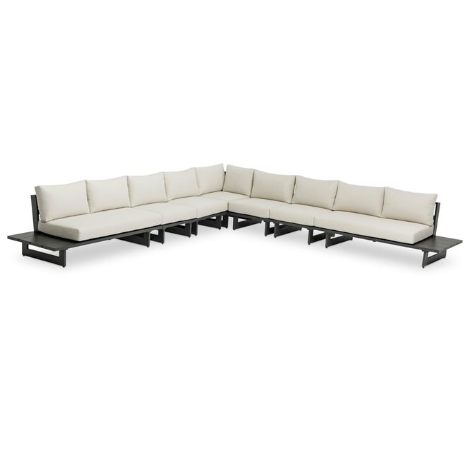 Meridian Furniture Maldives Cream Fabric Grey Patio Modular 7pc Sectional MRD-338CREAM-SEC4E