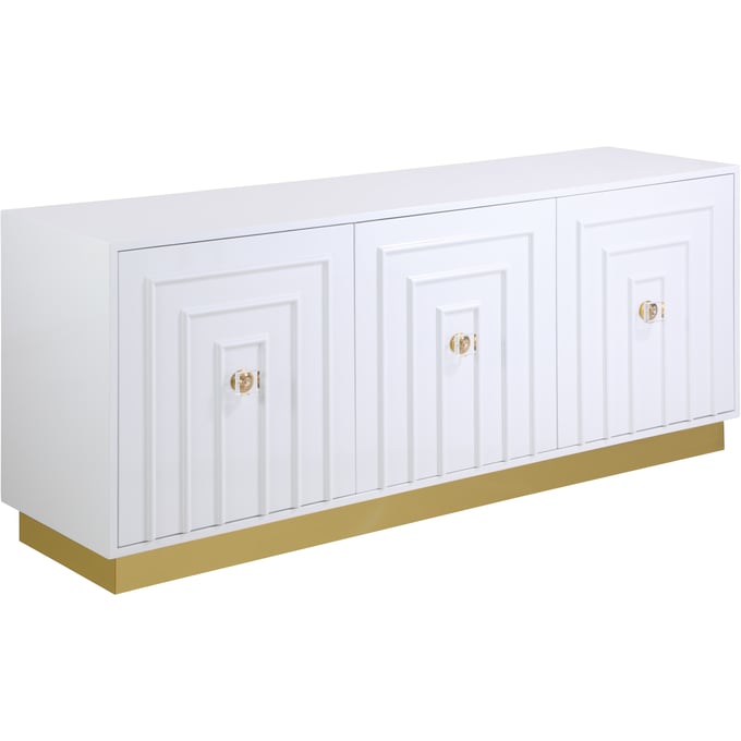 Meridian Furniture Cosmopolitan White Lacquer Sideboard Buffet MRD-340