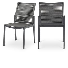 2 Meridian Furniture Maldives Grey Outdoor Patio Dining Side Chairs