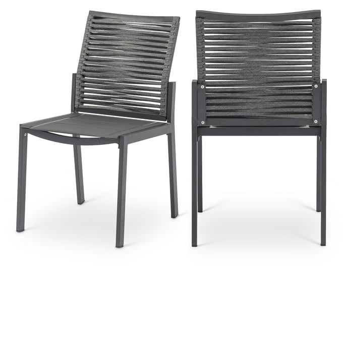 2 Meridian Furniture Maldives Grey Outdoor Patio Dining Side Chairs MRD-343GREY-SC