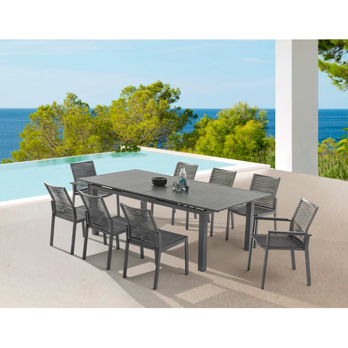 Meridian Furniture Maldives Grey 9pc Outdoor Dining Set MRD-343Grey-T-OUTDOOR-DR-S1