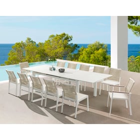 Meridian Furniture Maldives White Beige 13pc Outdoor Dining Set