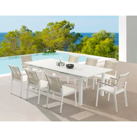 Meridian Furniture Maldives White Beige 9pc Outdoor Dining Set