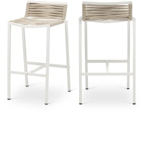 2 Meridian Furniture Maldives Cream White Outdoor Patio Barstools