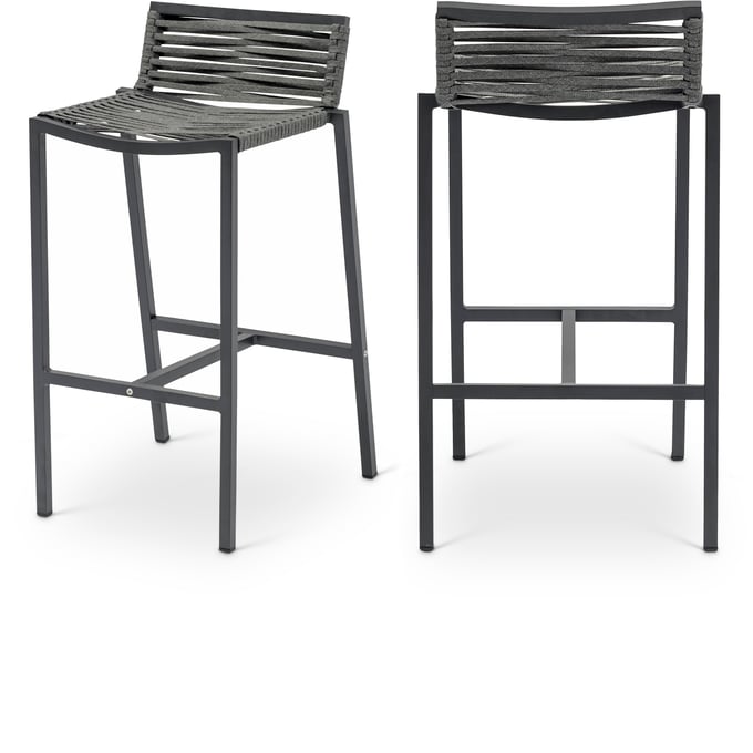 2 Meridian Furniture Maldives Grey Outdoor Patio Barstools MRD-344GREY-C