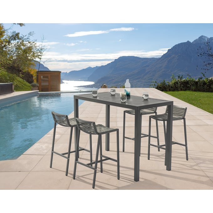 Meridian Furniture Maldives Grey Rectangle 5pc Outdoor Bar Set MRD-344GREY-OUTDOOR-BAR-S1