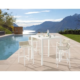 Meridian Furniture Maldives White Cream Square 5pc Outdoor Bar Set