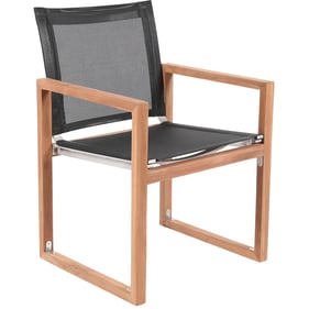 Meridian Furniture Tulum Black Natural Outdoor Patio Dining Arm Chair