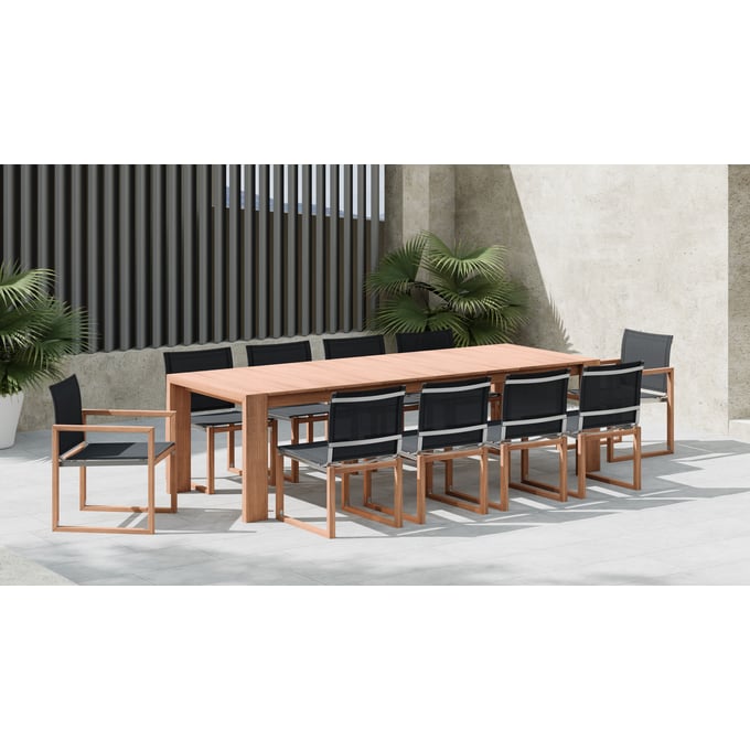 Meridian Furniture Tulum Natural Black 11pc Outdoor Dining Set MRD-353-T-BLK-OUTDOOR-DR-S1