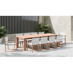 Meridian Furniture Tulum Off White Natural 11pc Outdoor Dining Set