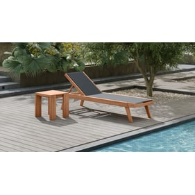 Meridian Furniture Tulum Black Natural Outdoor Lounger With End Table