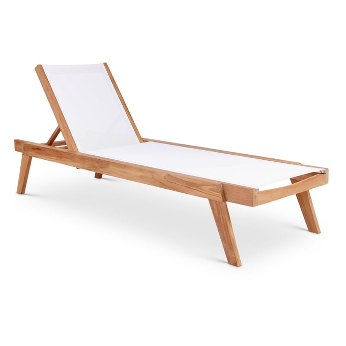 Meridian Furniture Tulum Off White Natural Outdoor Patio Lounger MRD-354WHITE