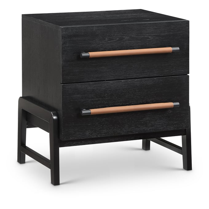 Meridian Furniture Kaya Black Vegan Leather Night Stand MRD-360BLACK-NS