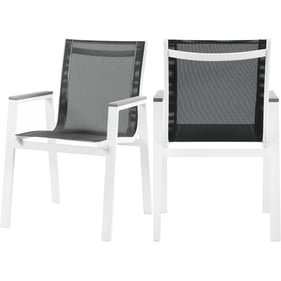 2 Meridian Furniture Nizuc Black Mesh Outdoor Patio Dining Arm Chairs