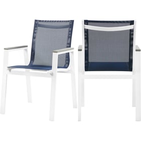 2 Meridian Furniture Nizuc Navy Outdoor Patio Dining Arm Chairs