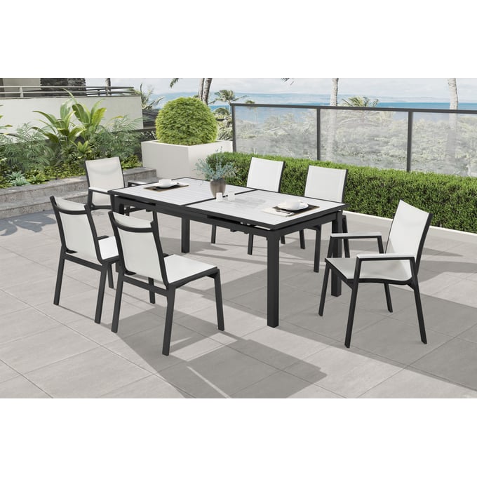 Meridian Furniture Nizuc White 7pc Outdoor Dining Set MRD-367-OUT-DR-S2