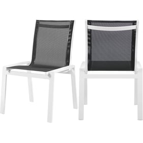 2 Meridian Furniture Nizuc Black Mesh Outdoor Dining Chairs