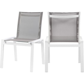 2 Meridian Furniture Nizuc Grey Mesh Outdoor Dining Chairs