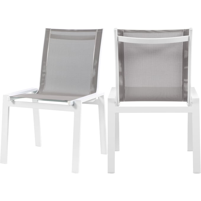 2 Meridian Furniture Nizuc Grey Mesh Outdoor Dining Chairs MRD-368GREY-C