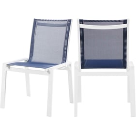 2 Meridian Furniture Nizuc Navy Mesh Outdoor Dining Chairs