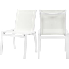 2 Meridian Furniture Nizuc White Mesh Outdoor Dining Chairs