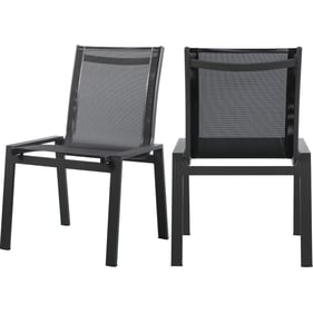 2 Meridian Furniture Nizuc Black Aluminum Outdoor Dining Chairs