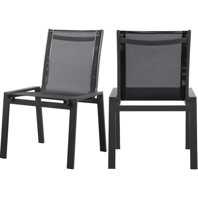 2 Meridian Furniture Nizuc Black Aluminum Outdoor Dining Chairs MRD-369BLACK-C