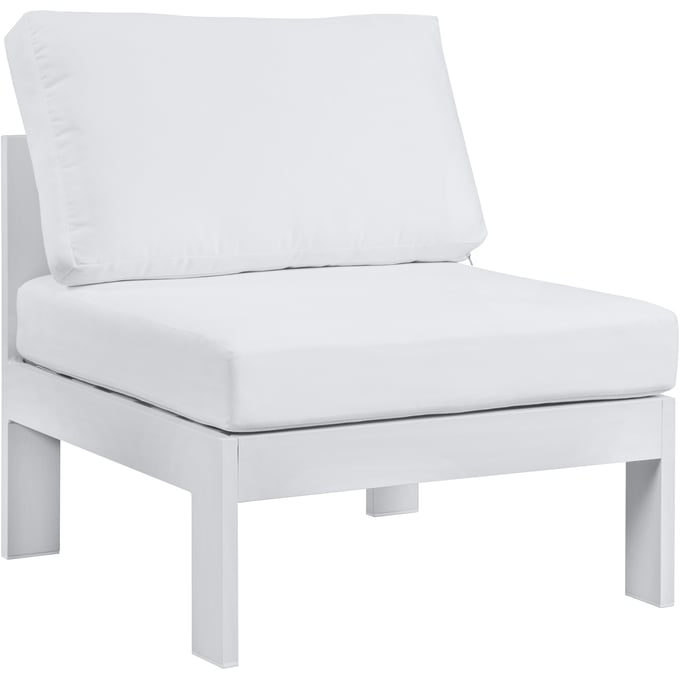 Meridian Furniture Nizuc White Fabric Outdoor Patio Armless Chair MRD-375WHITE-ARMLESS