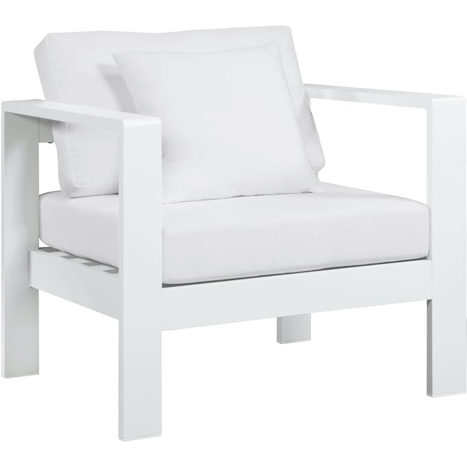 Meridian Furniture Nizuc White Fabric Outdoor Patio Arm Chair MRD-375WHITE-CHAIR