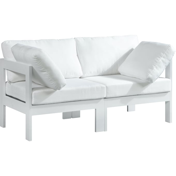 Meridian Furniture Nizuc White Fabric Outdoor Modular 2pc Sofa MRD-375WHITE-S60A