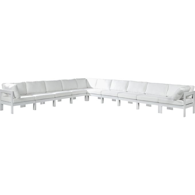 Meridian Furniture Nizuc White Fabric Outdoor Modular 10pc Sectional MRD-375WHITE-SEC10A