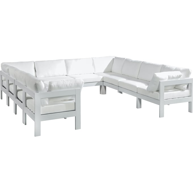 Meridian Furniture Nizuc White Fabric Outdoor 10pc Modular Sectional MRD-375WHITE-SEC10B