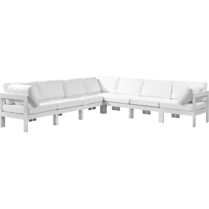 Meridian Furniture Nizuc White Fabric Outdoor 7pc Modular Sectional MRD-375WHITE-SEC7B