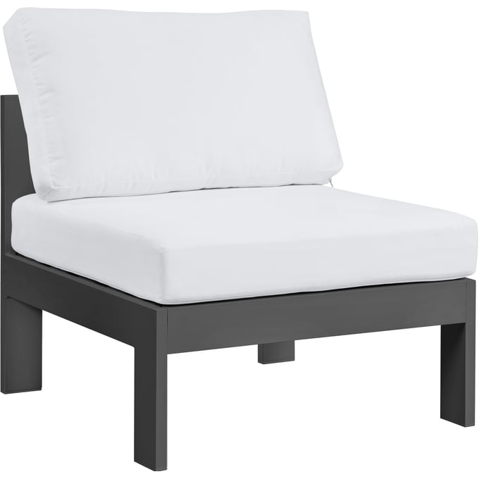 Meridian Furniture Nizuc White Fabric Outdoor Armless Chair MRD-376WHITE-ARMLESS